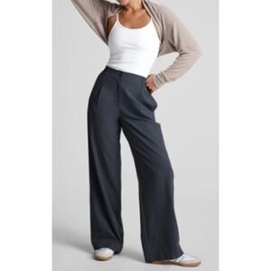 Beyond Yoga Status Wide Leg Trouser Pants Women's XL TG Elastic Waist Navy Blue